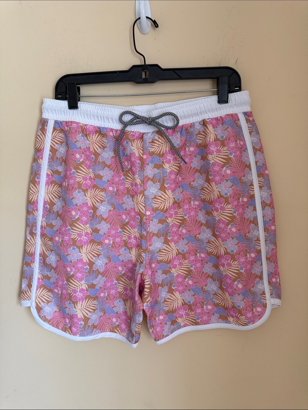 LainSnow x Tiare Hawaii Mens Floral‎ Swim Trunks Pink Purple Board Shorts Large